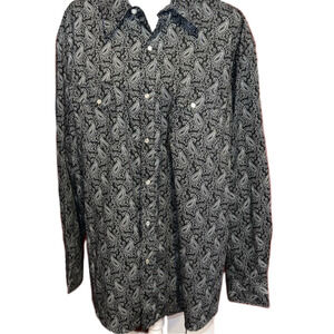 Wrangler Wrancher Paisley Pearl Snap Long Sleeve Westetn Shirt XXL